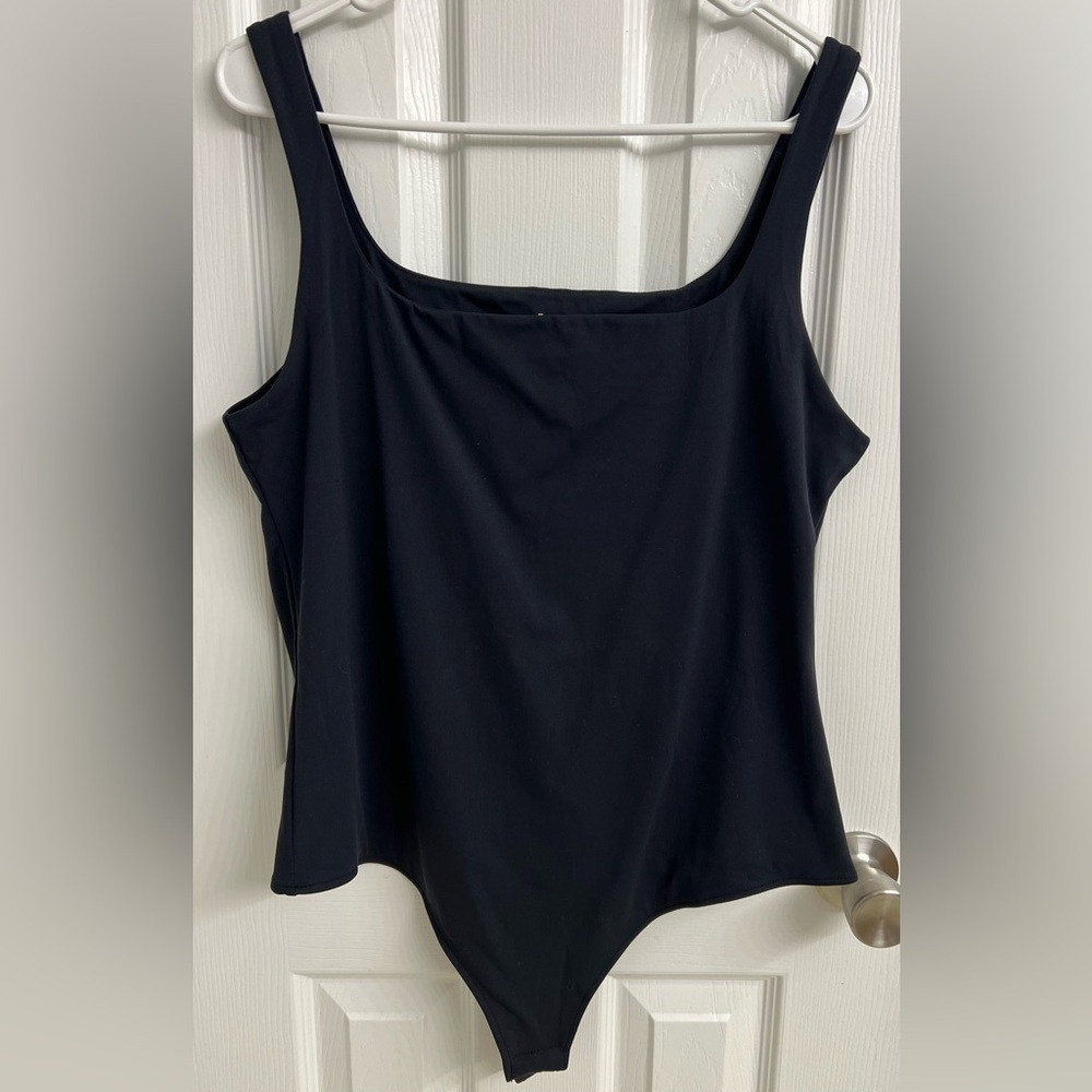 NWOT Black tank, thong back bodysuit